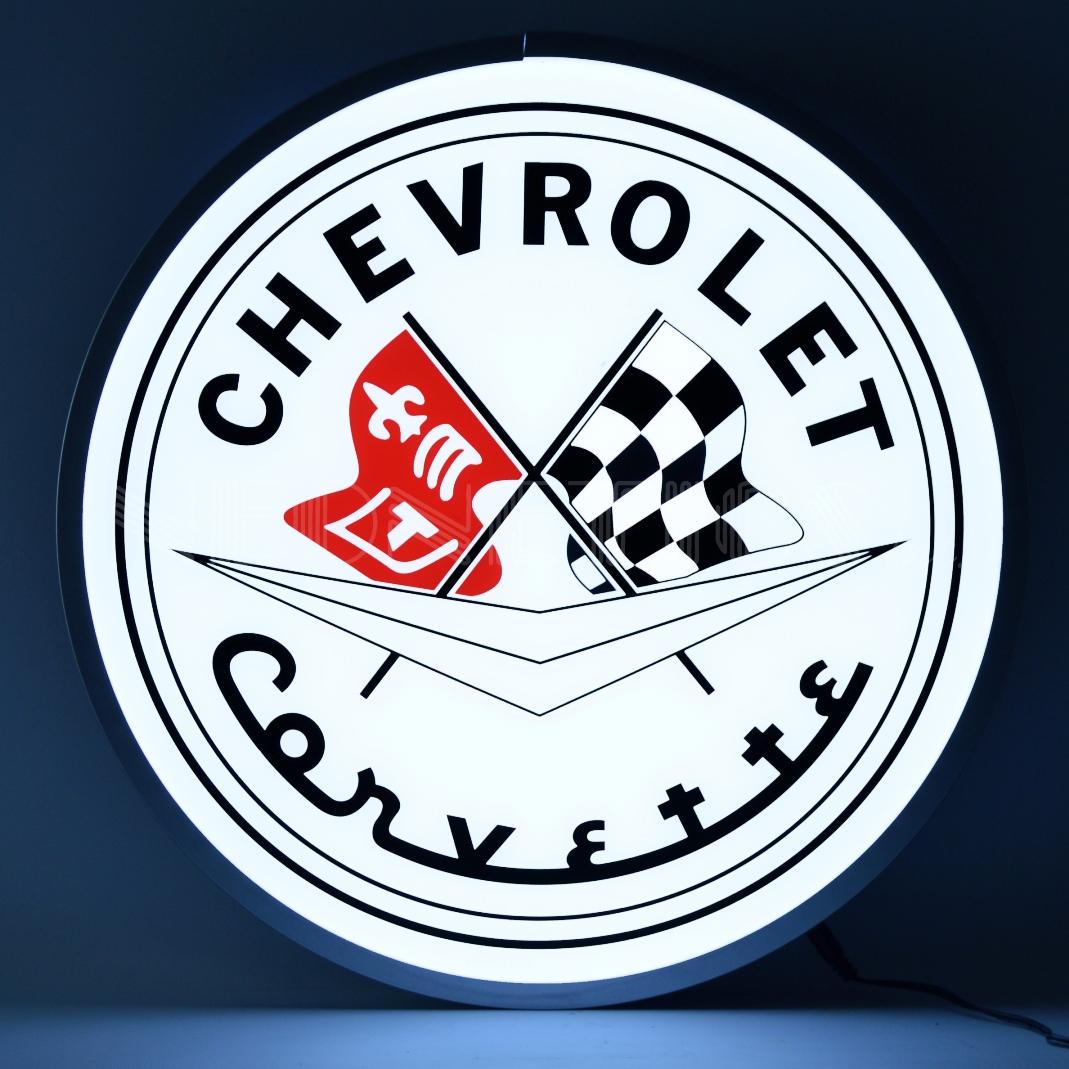 Chevrolet Corvette Flags - Led lighted sign