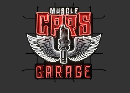 Muscle Cars Garage Logo - Neon sign