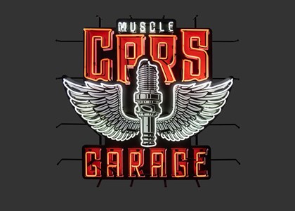 Muscle Cars Garage logo - Neon sign