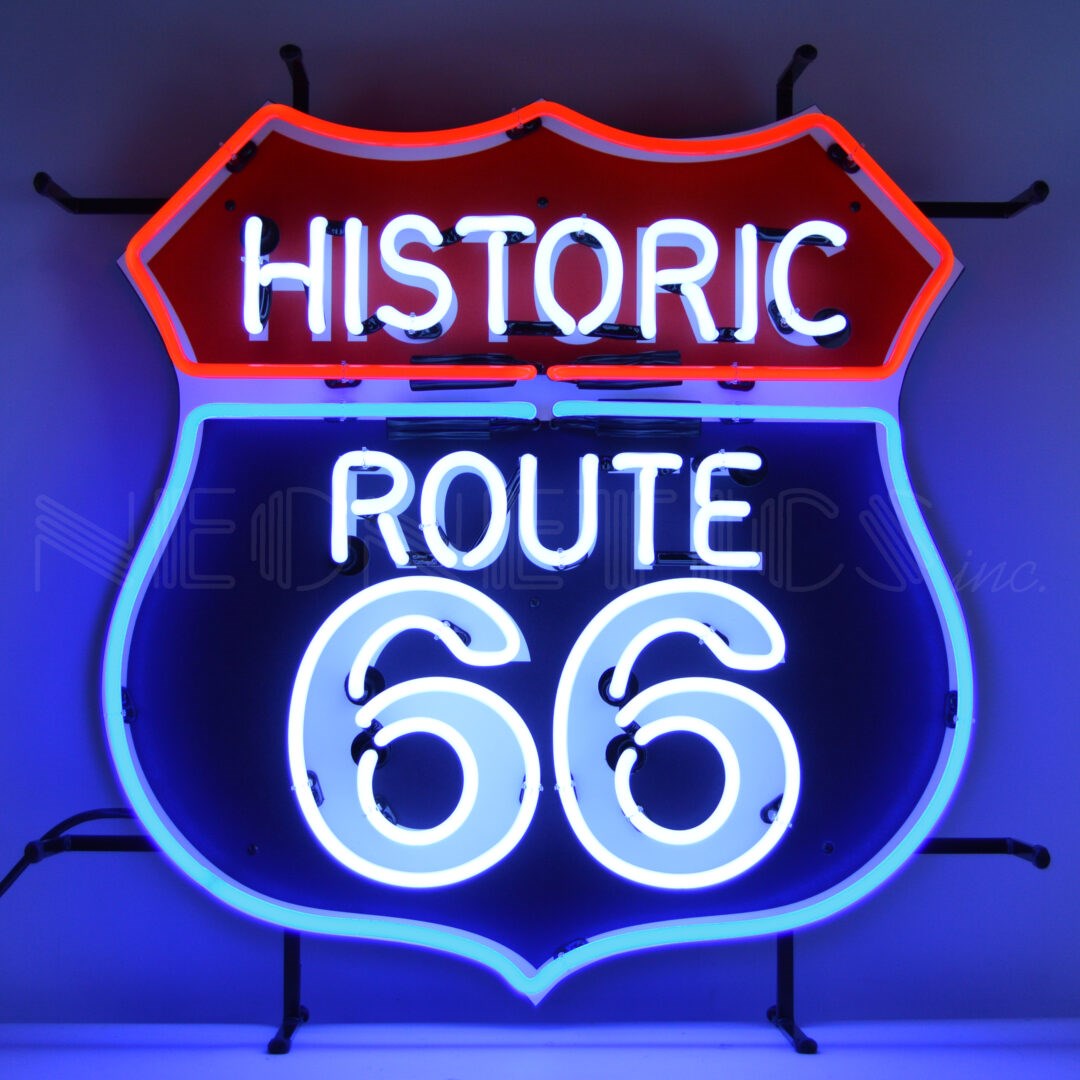 Route 66 neon sign auto xtra historic route great man cave garage